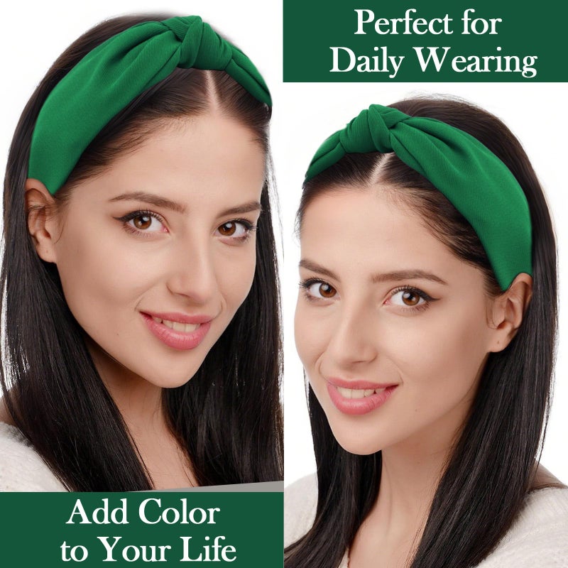 Amariver Green Headbands for Women Wide Knotted Headband Top Knot Hair Band Non-slip Head Band Soft Fashion Green Accessories for Women Girls - Image 3